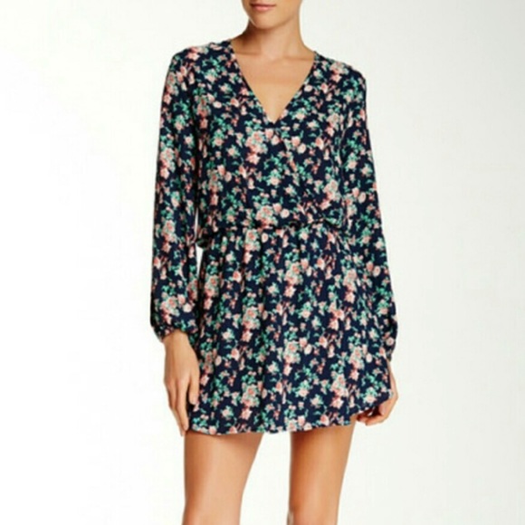 wayf long sleeve wrap dress